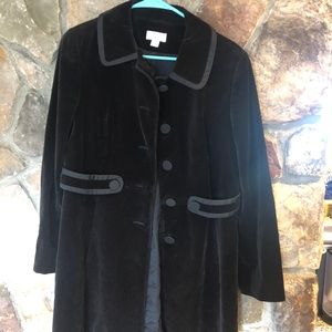 Ann Taylor Loft Black Velvet Jacket with Buttons